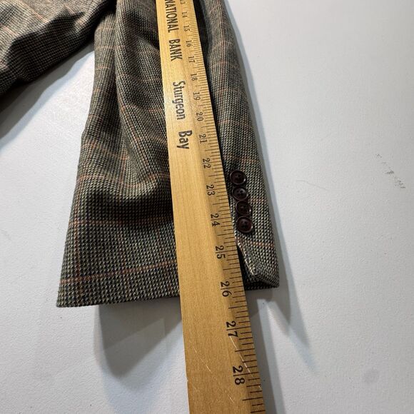 LANDS' END 46L 100% Lambswool Tiroler Loden Plaid Wool Sports Coat Blazer USA - Picture 14 of 15